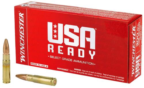 Winchester Ammo USA Ready Rifle Ammunition WBR68115, 6.8mm Rem SPC, Full Metal Jacket (FMJ), 115  GR, 100 Rd/bx