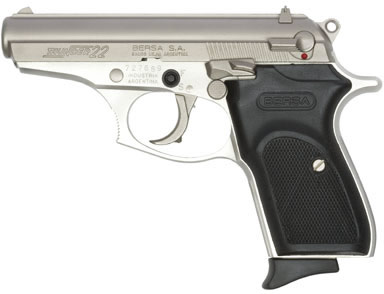Bersa Thunder 22 Pistol T22NKL, 22 Long Rifle, 3.5 in, Black Synthetic Grip, Nickel Finish, 10 Rd