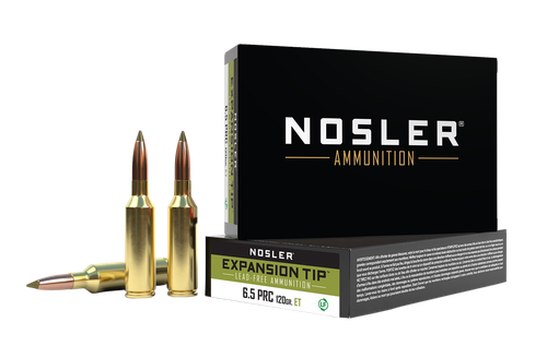 Nosler E-Tip Rifle Ammunition 40688, 6.5 PRC, Spitzer E-Tip Lead-Free, 120 gr, 3100 fps, 20 Rd/Bx