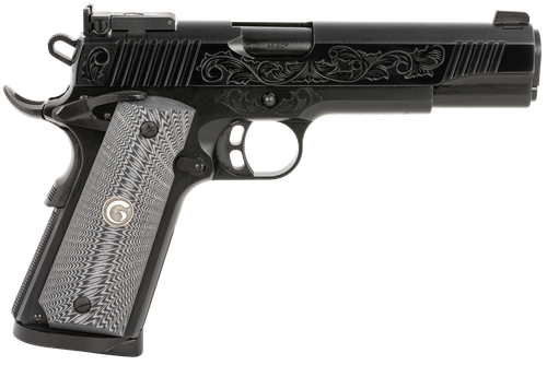 EAA MC1911 S Lux Pistol 390098, 45 ACP, 5in, G10 Grips, Black Chrome Engraved Finish, 8 Rds