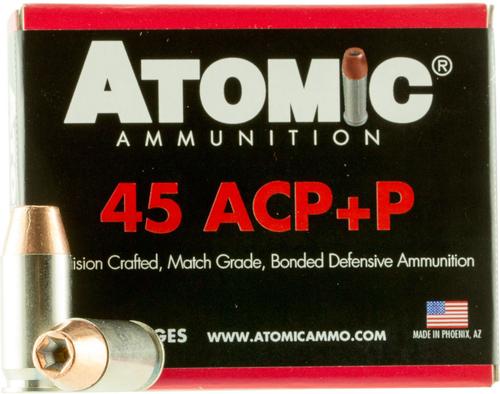 Atomic Pistol Ammunition 00458, 45 ACP +P, Bonded Mathc HP, 185 GR, 1225 fps, 20 Rds/Bx