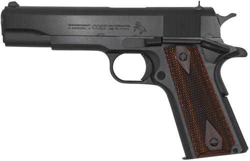 Colt 1911 Government Pistol O1911C38, 38 Super, 5 in, Black Cherry Grip, Blued Finish, 9 Rd