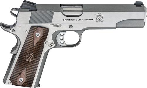 Springfield 1911 Garrison Pistol PX9419S, 9mm, 5", Wood Laminate Grips, Matte Stainless Finish, 9 Rds