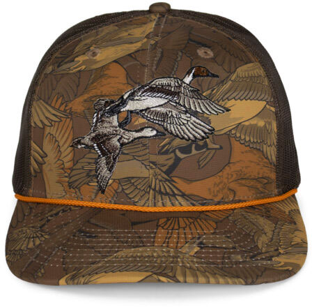 Paramount Outdoors, Pintail Pair Duck Hat, Waterfowl Print, 6-Panel Rope Cap, Brown (PAO1113-ILV-OSFA)