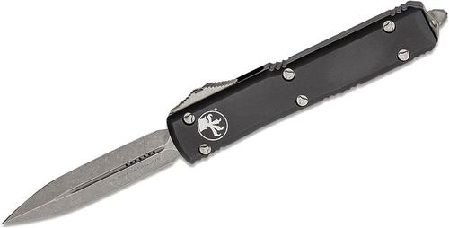 Microtech Ultratech Automatic Out The Front Knife, Apocalyptic Double Edge Dagger Blade, Black (122-10AP)