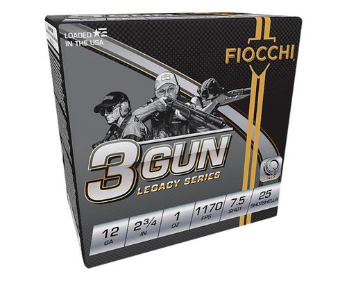 Fiocchi 3-Gun Match Legacy Series Shotshells 12DL3G75, 12 Gauge, 2-3/4", 1 oz, 1170 fps, #7.5 Lead Shot, 25 Rds/box