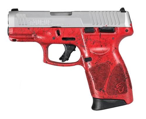Taurus G3C Pistol 1-G3C939-SP6, 9mm, 3.2in, Red w/ Black Splatter Polymer Grips, 12 Rds