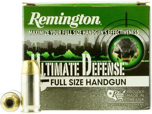 Remington Ultimate Defense Pistol Ammunition HD45APC, 45 ACP +P, Brass Jacket Hollow Point, 185 GR, 1140 fps, 20 Rd/Bx