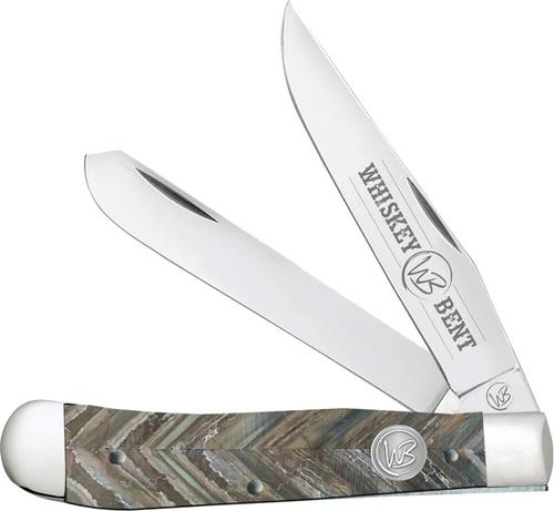 Whiskey Bent Knives Trapper Knife w/Clip Point & Spey Blade, Brown Mammoth Handle (WB11-08)