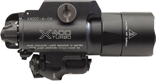 Surefire X400T-A-GN Turbo WeaponLight w/ Green Laser X400TAGN, 650 Lumens, Black Finish