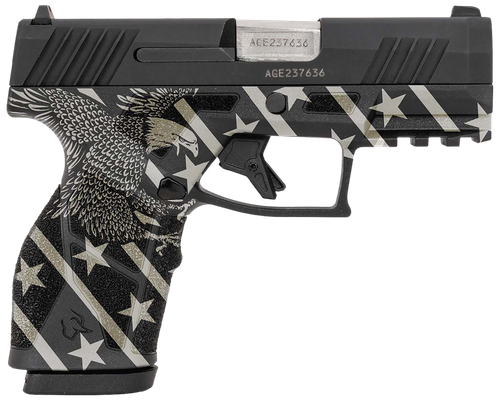 Taurus GX2 Pistol 1-GX2931-10EN1, 9mm Luger, 3.38in, Black w/Eagle, Stars & Stripes Finish, 10 Rds