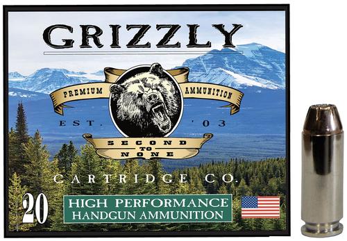 Grizzly Ammunition High Performance Pistol Ammunition GC10M4, 10mm Auto, Jacketed Hollow Point (JHP), 180  GR, 1350  fps, 20 Rd/bx