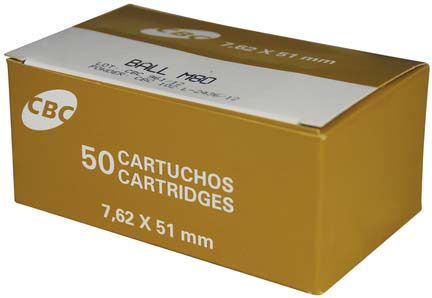 Magtech Sport CBC M80 Rifle Ammunition 762LE, 7.62x51mm NATO, Full Metal Jacket (FMJ), 147 GR, 50 Rd/bx