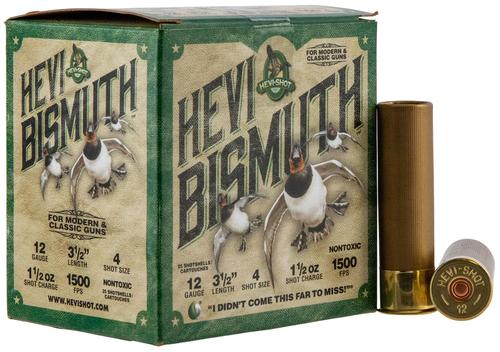 HEVI-Shot Hevi-Bismuth Waterfowl Shotshells HS14504, 12 Gauge, 3-1/2", 1500 fps, #4 Shot, 25 Rds/bx