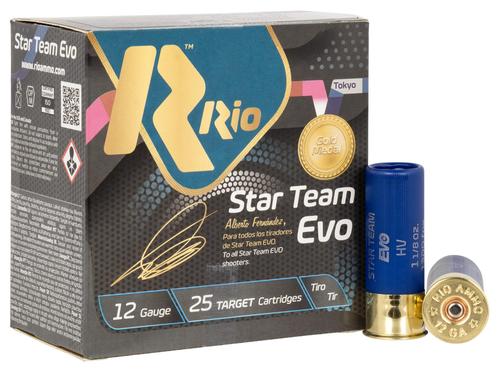 Rio Star Team EVO High Velocity Shotshells ST32HV75, 12 Gauge, 2-3/4", 1 1/8 oz, 1300 fps, #7.5 Lead Shot, 25 Rds/box