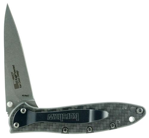 Kershaw Leek Drop Point Knife w/Plain Edge & Carbon Fiber Handle (1660CF)