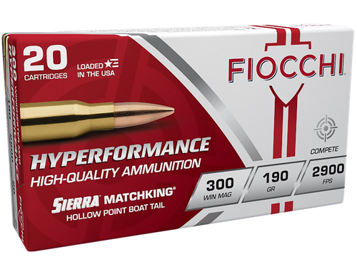 Fiocchi Exacta Match Rifle Ammunition 300WMMKE, 300 Winchester Magnum, Match King Hollow Point (HP), 190 GR, 3100 fps, 20 Rd/bx