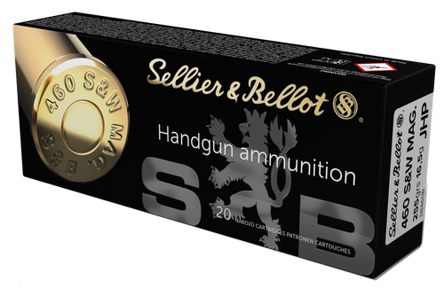 Sellier & Bellot Handgun Ammunition SB460B, 460 S&W Magnum, JHP, 255 GR, 1759 fps, 20 Rd/bx