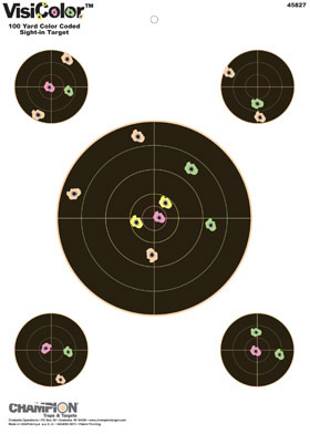 Champion 5 in Visicolor Paper Double Bull Target 10 Pack