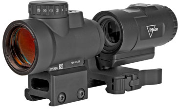 Trijicon Miniature Rifle Optic w/Magnifier, MRO, 1x25mm, 2.0 MOA Adj Red Dot Sight, Co-Witness Mount, 3x Magnifier