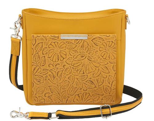Gun Tote'n Mamas Slim Cross Body Bag, Tooled Mustard (GTM-98TLD/MUS)