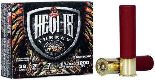 HEVI-Shot HEVI-18 TSS Turkey Shotshells HS7287, 28 Gauge, 3", 1 1/4 oz, 1200 fps, #7 shot, 5 Rds/box