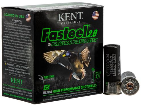 Kent Fasteel 2.0 Shotshells K122FS304, 12 Gauge, 2-3/4", 1 1/16 oz, 1550 fps, #4 Steel Shot, 25 Rds/bx
