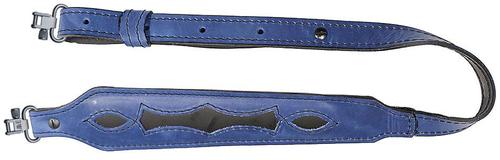 AA&E Leathercraft Leather Barcelona Sky Blue Long Taper Gunsling with Black Leather Inlay and Swivels 8503720S450