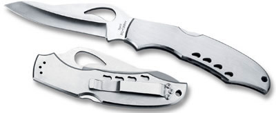 Spyderco Byrd Knife Drop Point Folding Knife w/Plain Edge (BY03P2)