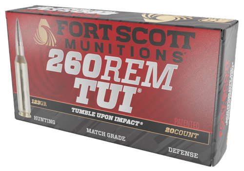 Fort Scott Munitions TUI Rifle Ammunition 260123SCV2, 260 Rem, Solid Copper Spun, 123 gr, 2782 fps, 20 Rd/Bx