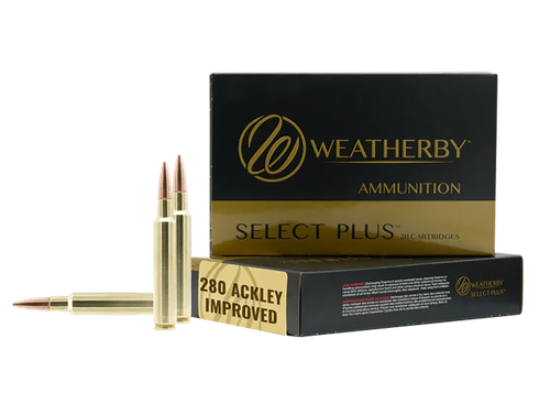 Weatherby Select Plus Rifle Ammunition R280A168CHH, 280 Ackley Improved, JHP, 168 gr, 20 Rd/Bx