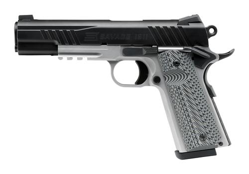 Savage 1911 Government Pistol 67208, 9mm Luger, 5in, Black/Gray VZ Grips, Stainless Finish, 10 Rds