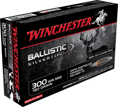 Winchester Supreme Rifle Ammunition SBST300, 300 Winchester Mag, Ballistic Silvertip, 180 GR, 2950 fps, 20 Rd/bx