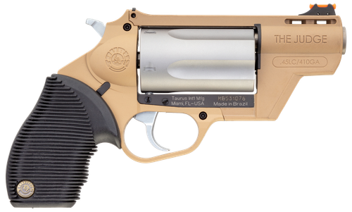 Taurus Judge Public Defender Revolver 2441029FDE, 410 Gauge/45 Long Colt, 2.5", Ribber Grip, FDE Finish, 5 Rd