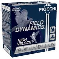 Fiocchi High Velocity 12HV9, 12 Gauge, 2-3/4", 1-1/4 oz, 1330 fps, #9 Lead Shot, 25 Rds/Bx