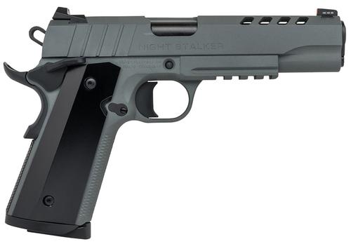 Tisas 1911 Night Stalker Pistol 10100538, 9mm Luger, 5in, Black Anodized Aluminum, Platinum Grey Cerakote Finish, 9 Rds