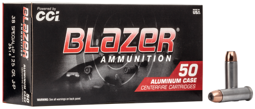 CCI Blazer Handgun Ammunition 3514, 38 Special +P, Jacketed Hollow Point (JHP), 125 GR, 945 fps, 50 Rd/bx