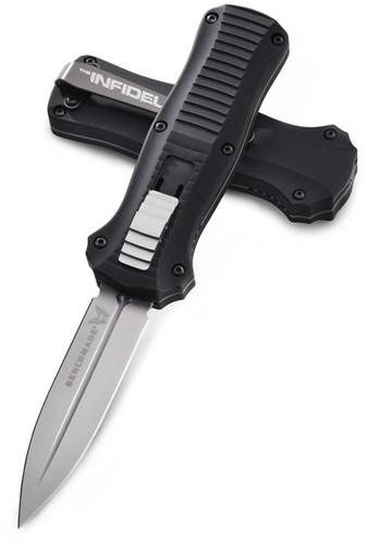 Benchmade Mini-Infidel Out-The-Front Knife w/Black Stainless Steel Double Edge Spear Point Blade (3350BK)
