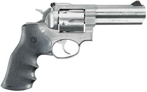 Ruger KGP-141 Double Action Revolver 1705, 357 Magnum, 4 in Hvy BBL, Rubber Grip, Satin Stainless Finish, 6 Rd, Adj Sights