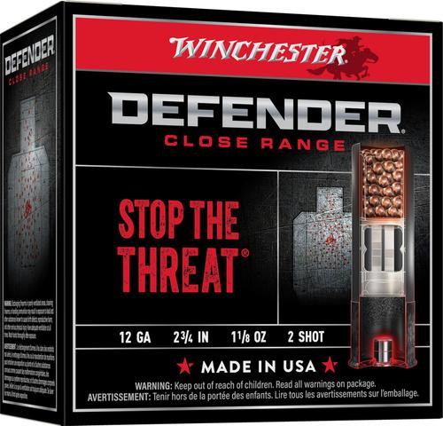 Winchester Defender Shotshells S122PD25, 12 Gauge, 2-3/4", 1 1/8 oz, 145 fps, #2 Lead Shot, 25 Rds/box
