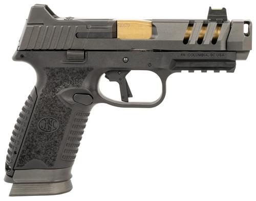 FN Herstal 509CC Edge XL Pistol 66101714, 9mm, 4.20", Black Polymer Grips, QD Compensator, Gold Titanium Nitride Barrel, Optic Ready, 17 Rds