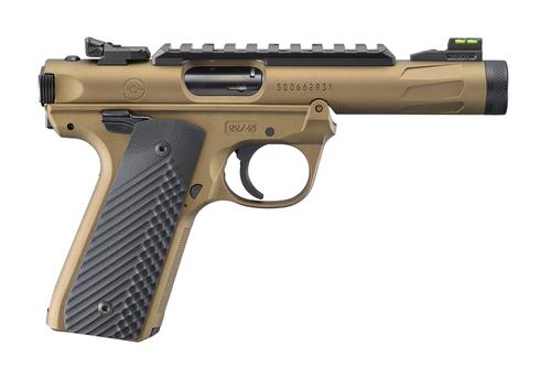 Ruger Mark IV 22/45 Lite Rimfire Pistol 43964, 22 LR, 4.4" Threaded, Burnt Bronze Cerakote Finish, G10 Grips, 10 Rd