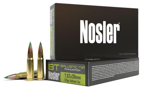 Nosler Rifle Ammunition 40069, 7.62x39mm, Ballistic Tip, 123 gr, 2350 fps, 20 Rd/Bx