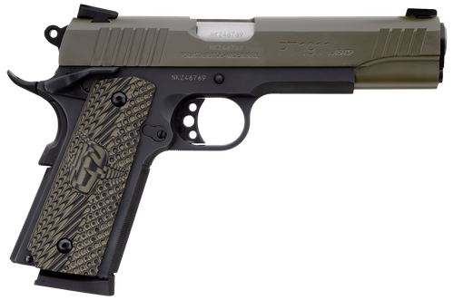 Taurus 1911 SAO Pistol 1191101MGVZ, 45 ACP, 5", Brown VZ Operator II Grips, Mil-Spec Green Slide, 8 Rds