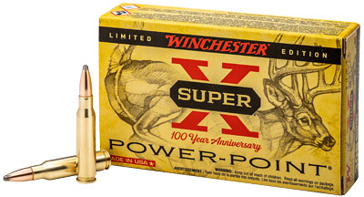 Winchester Super-X 100th Anniversary Rifle Ammunition X308100, 308 Winchester, Power-Point, 150 GR, 2820 fps, 20 Rd/bx