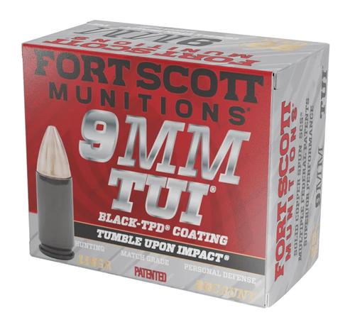 Fort Scott Munitions TUI Pistol Ammunition 9MM115SCVTPD, 9mm Luger, Solid Copper Spun, 115 gr, 1140 fps, 20 Rd/Bx
