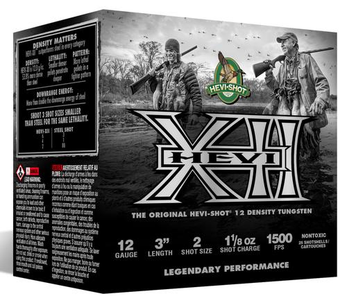 HEVI-Shot HEVI-XII Shotshells HS51302, 12 Gauge, 3", 1 1/8 oz, 1500 fps, #2 Shot, 25 Rds/box