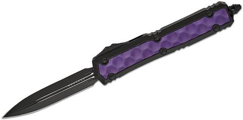 Microtech Signature Series Makora OTF Automatic Knife, Double Edge, Black w/Purple Bubble Inlay (206-1BIPUS)