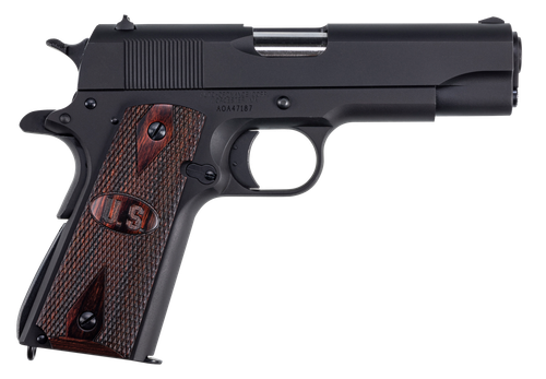 Kahr 1911 A1 Commander Pistol 1911BKOCW, 45 ACP, 4.25in, Checkered Wood w/Integrated US Logo, Matte Black Finish, 9 Rds