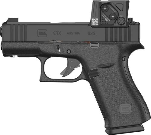 Glock 43X MOS Pistol, 9mm, 3.41", Textured Beavertail Grips, Black Finish, w/Aimpoint COA, 10 Rds
